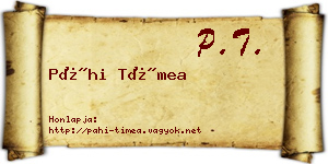 Páhi Tímea névjegykártya